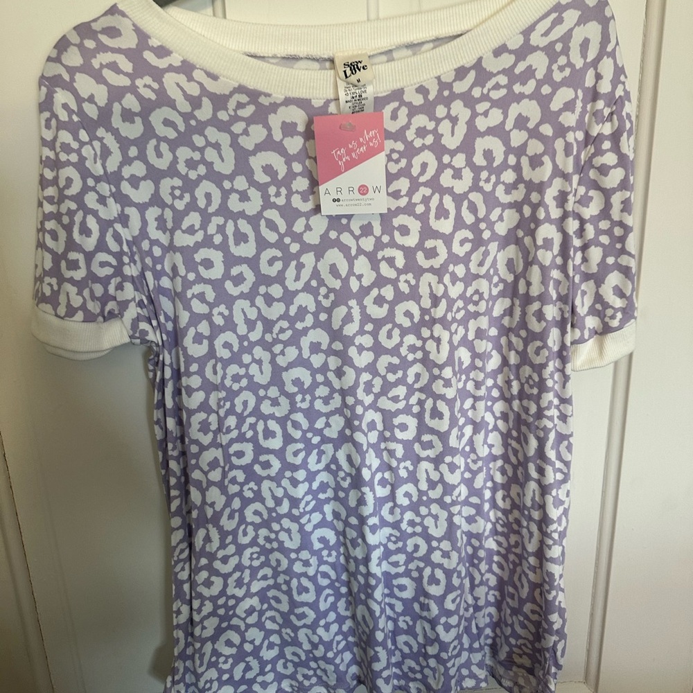Arrow Purple Leopard Print Short Sleeve Tee